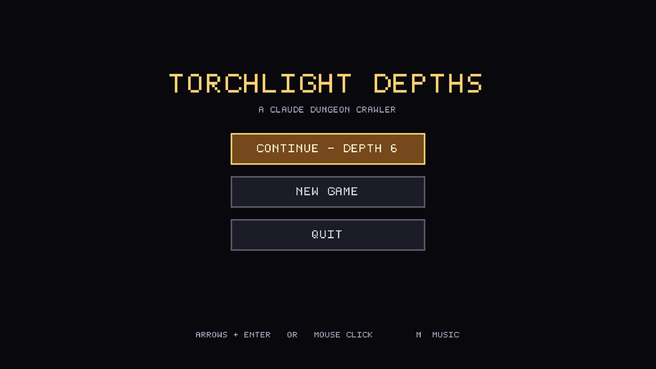 The title menu of Torchlight Depths